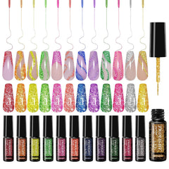 Twoeight reflective glitter nail art liner bottle sparkling under light