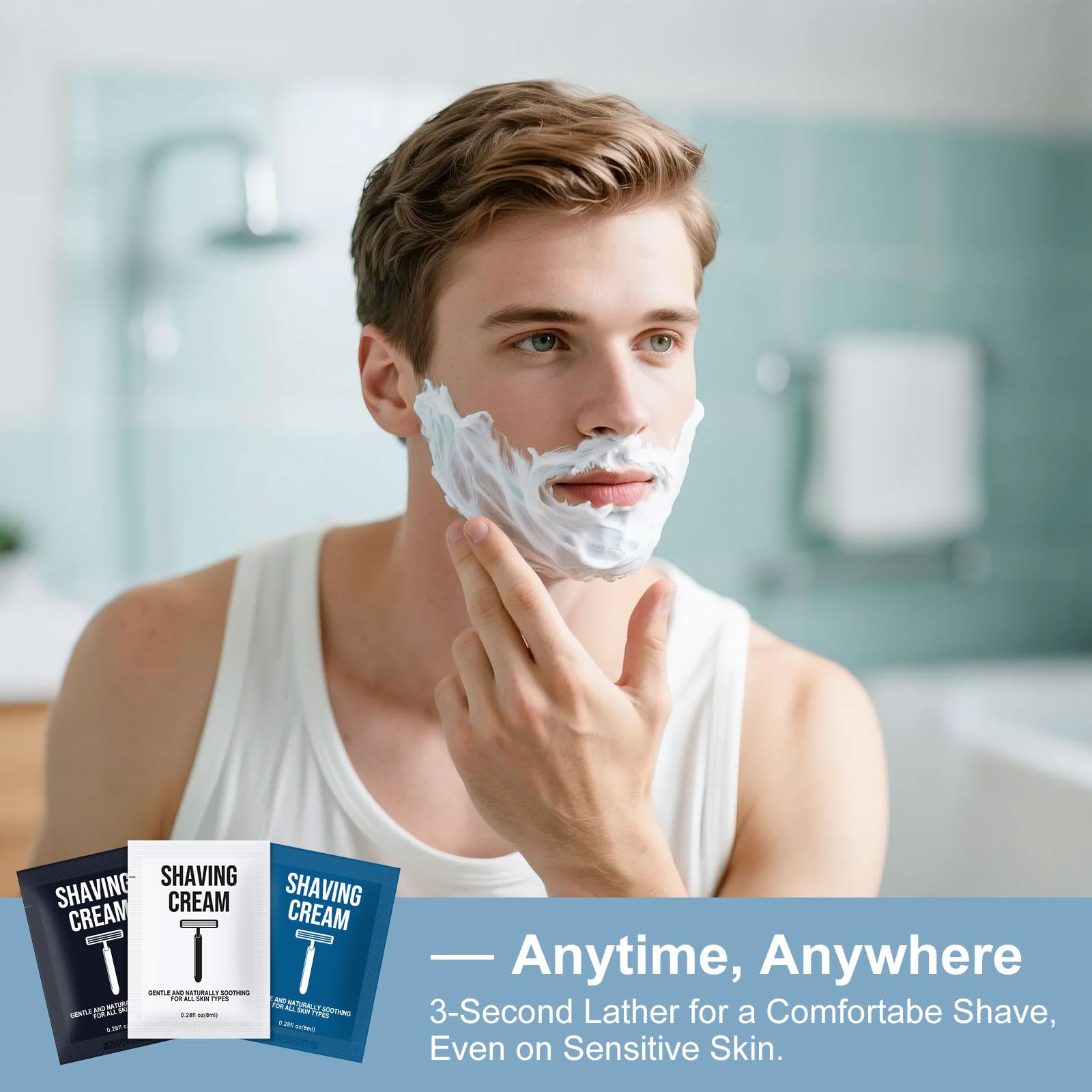 Twoworld bulk travel shaving cream 8ml for hotel supplies and guest kits.