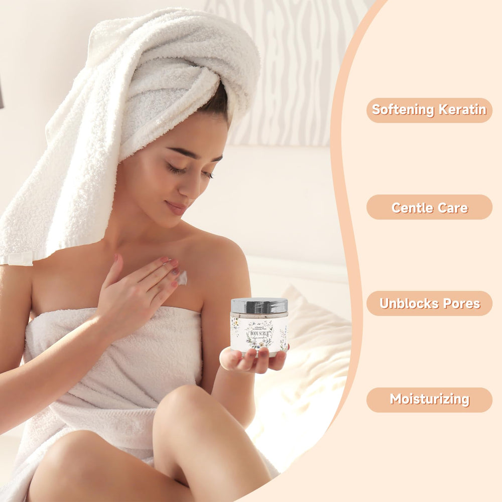 TXBOSWF body scrub for smoother skin during a spa moment.