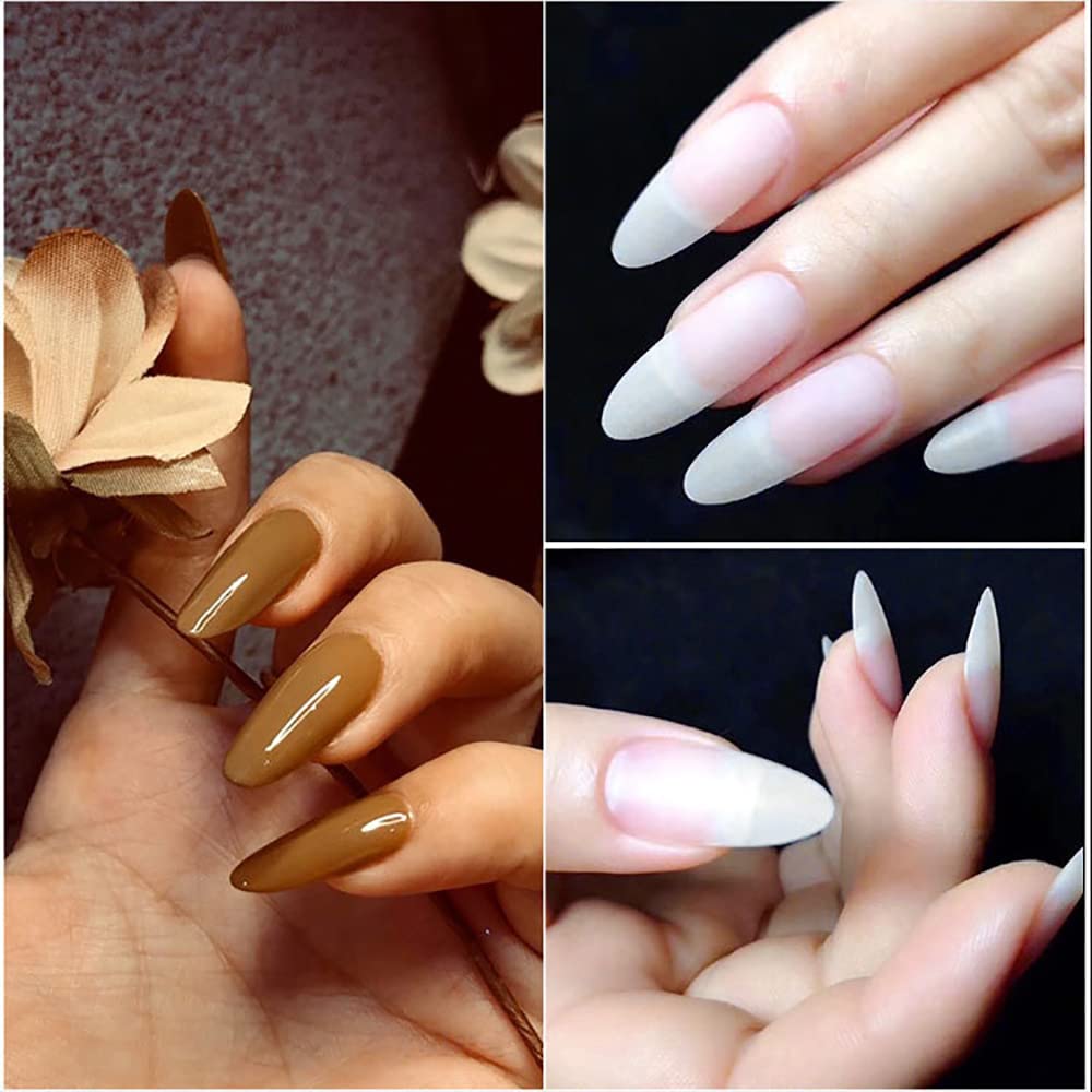 TXMOYI almond full-cover tip with clear surface, ideal for gel use.