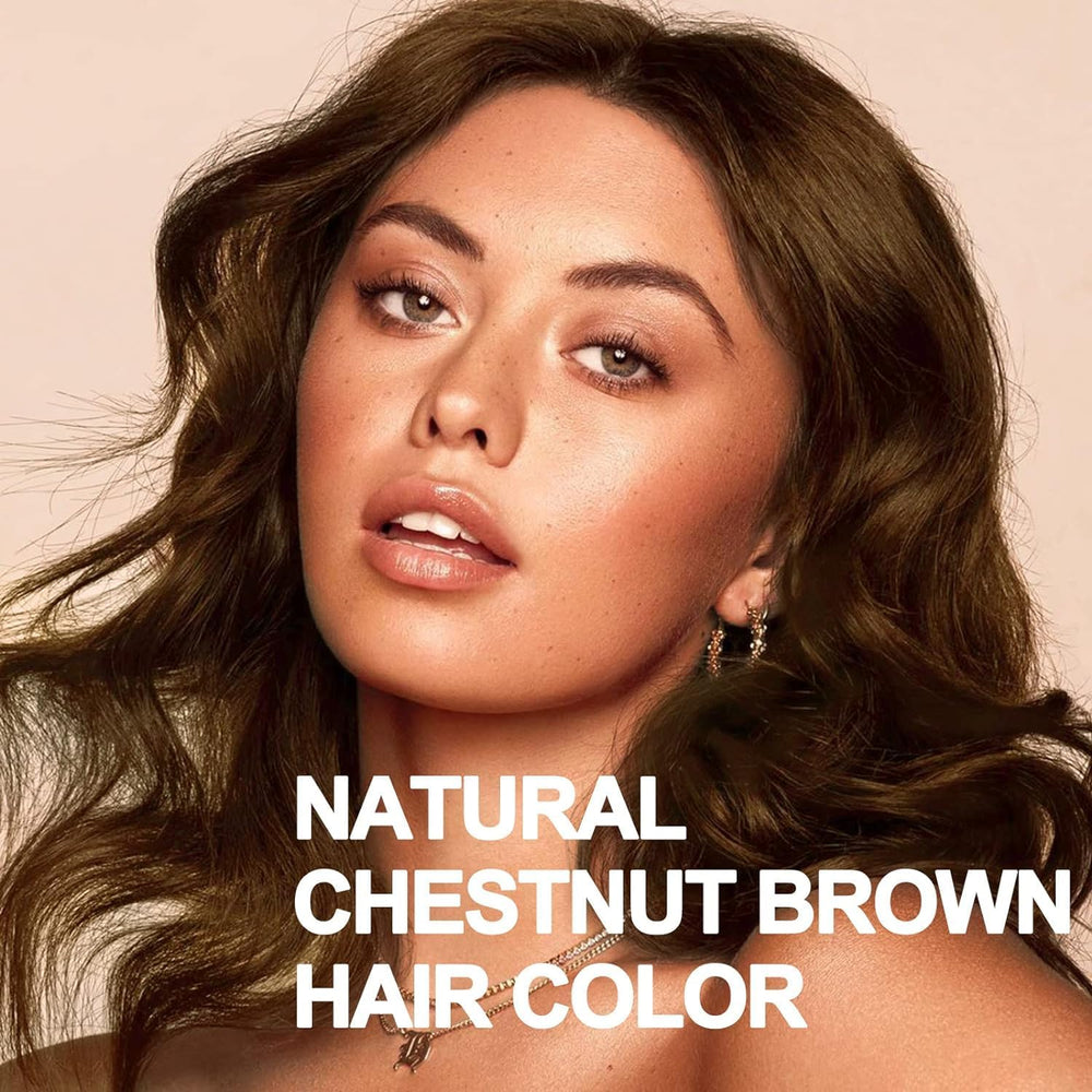 TYAYW Chestnut Brown 3-in-1 label emphasizes dye, shampoo, conditioner in one step