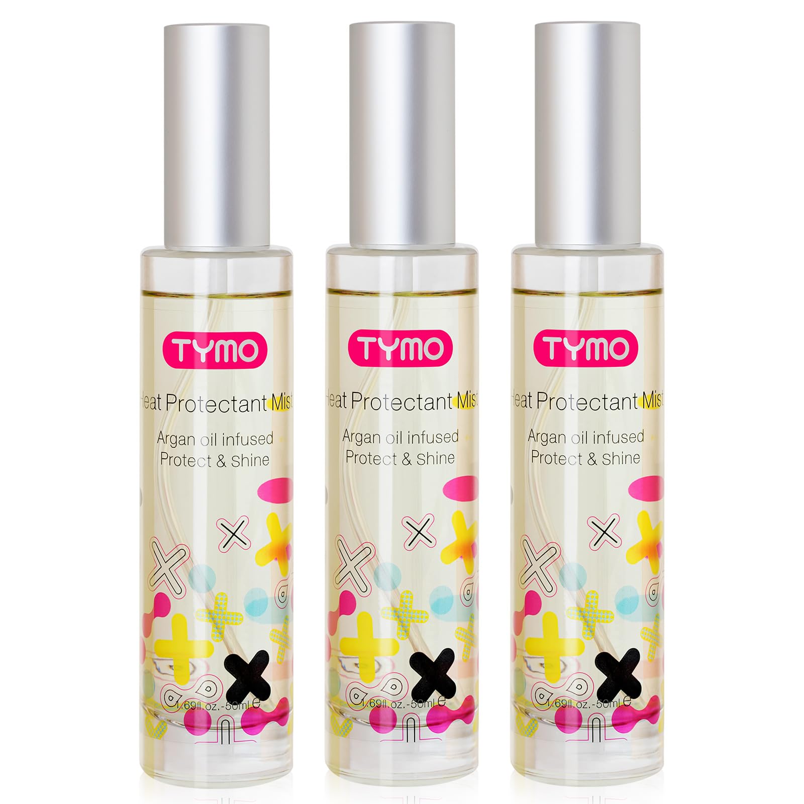 TYMO heat protectant spray – protects hair up to 450°F for silky styles.
