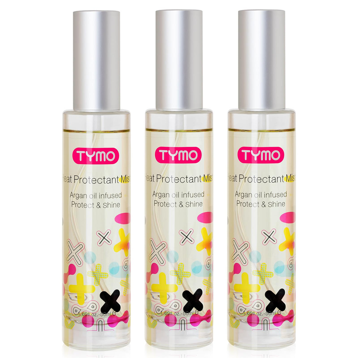 TYMO heat protectant spray – protects hair up to 450°F for silky styles.