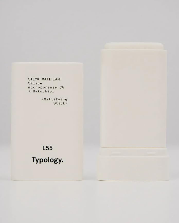 Typology L55 mattifying face stick applying on skin for shine control