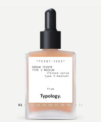 Typology tinted serum applied with fingers for a soft, even finish.