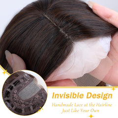 TYQ dark brown mixed chestnut shade blends with real hair.