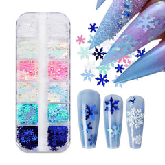 Tyuimhx 12-grid snowflake glitter box for easy at-home Xmas nail art