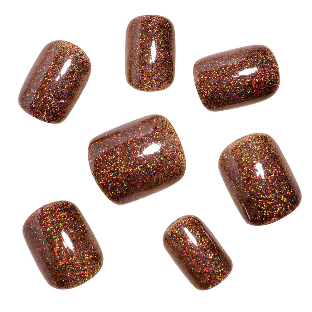 Tyuimhx brown glitter square nails on display for everyday wear.