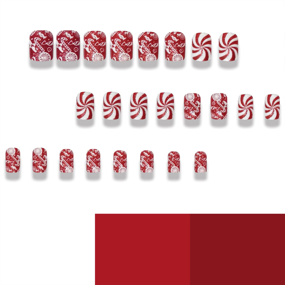 Tyuimhx glue-on nails being applied for a quick, secure holiday manicure.