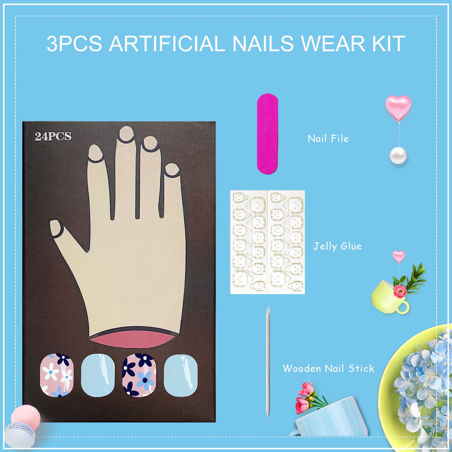 Tyuimhx nails worn on a hand to show natural fit and shine.