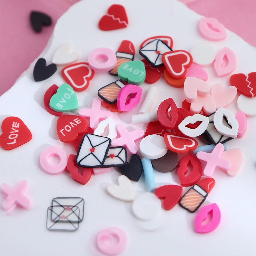 Tyuimhx valentines 3D clay slices grid provides vibrant accents for DIY manicures.