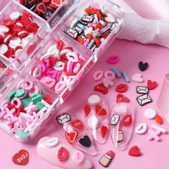 Tyuimhx valentines nail slices heart design grid adding romantic charm to nails and crafts.