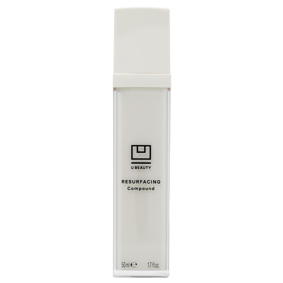 U Beauty Resurfacing Compound bottle front, premium packaging for daily anti-aging routine