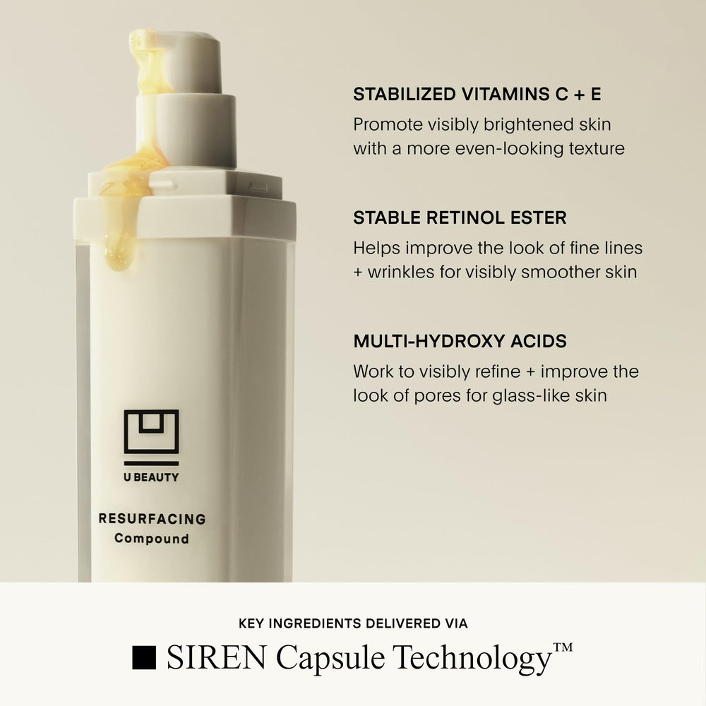 Eco-friendly packaging of U Beauty Resurfacing Compound made from recycled plastic
