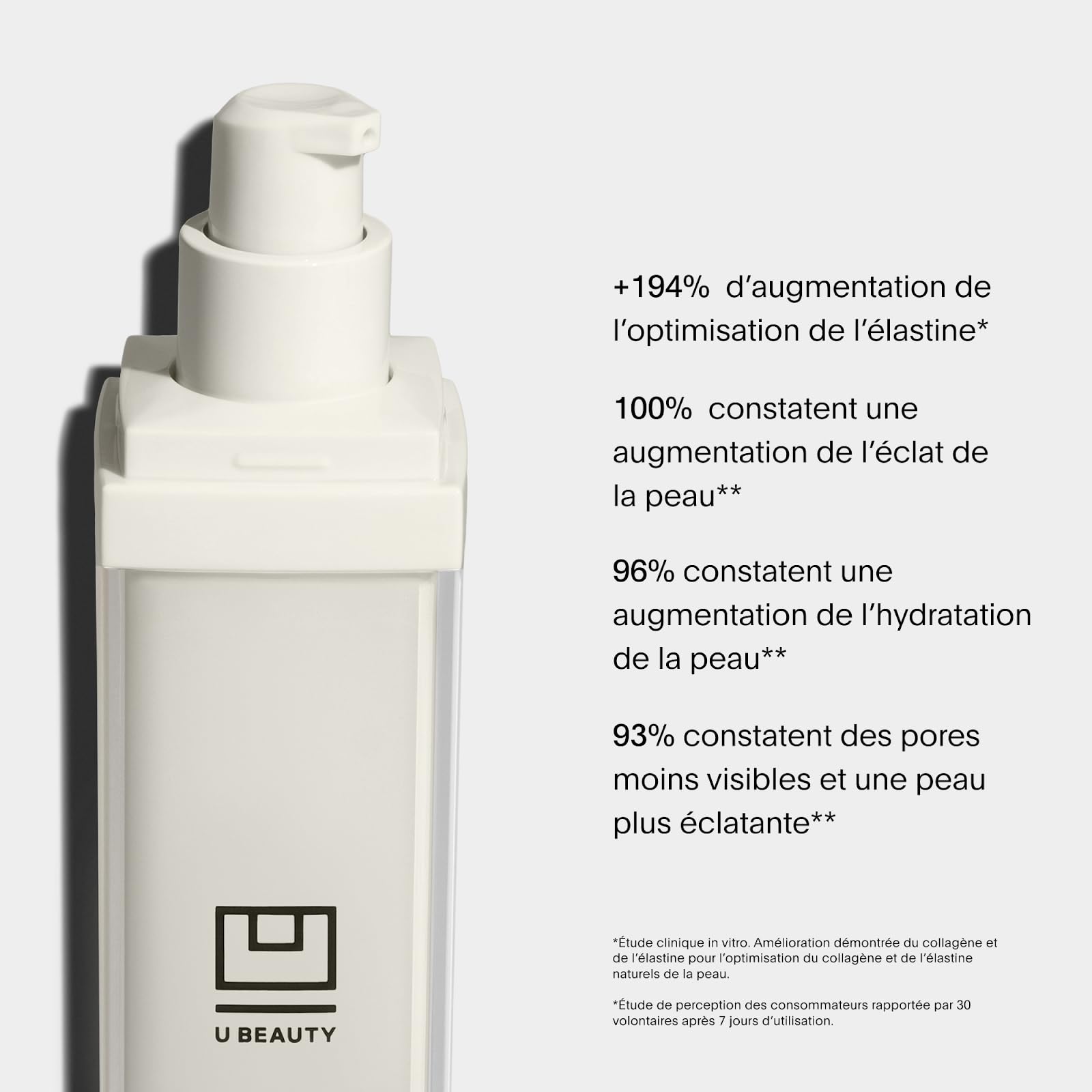 Application on skin by U Beauty Resurfacing Compound Serum producing a subtle glow.