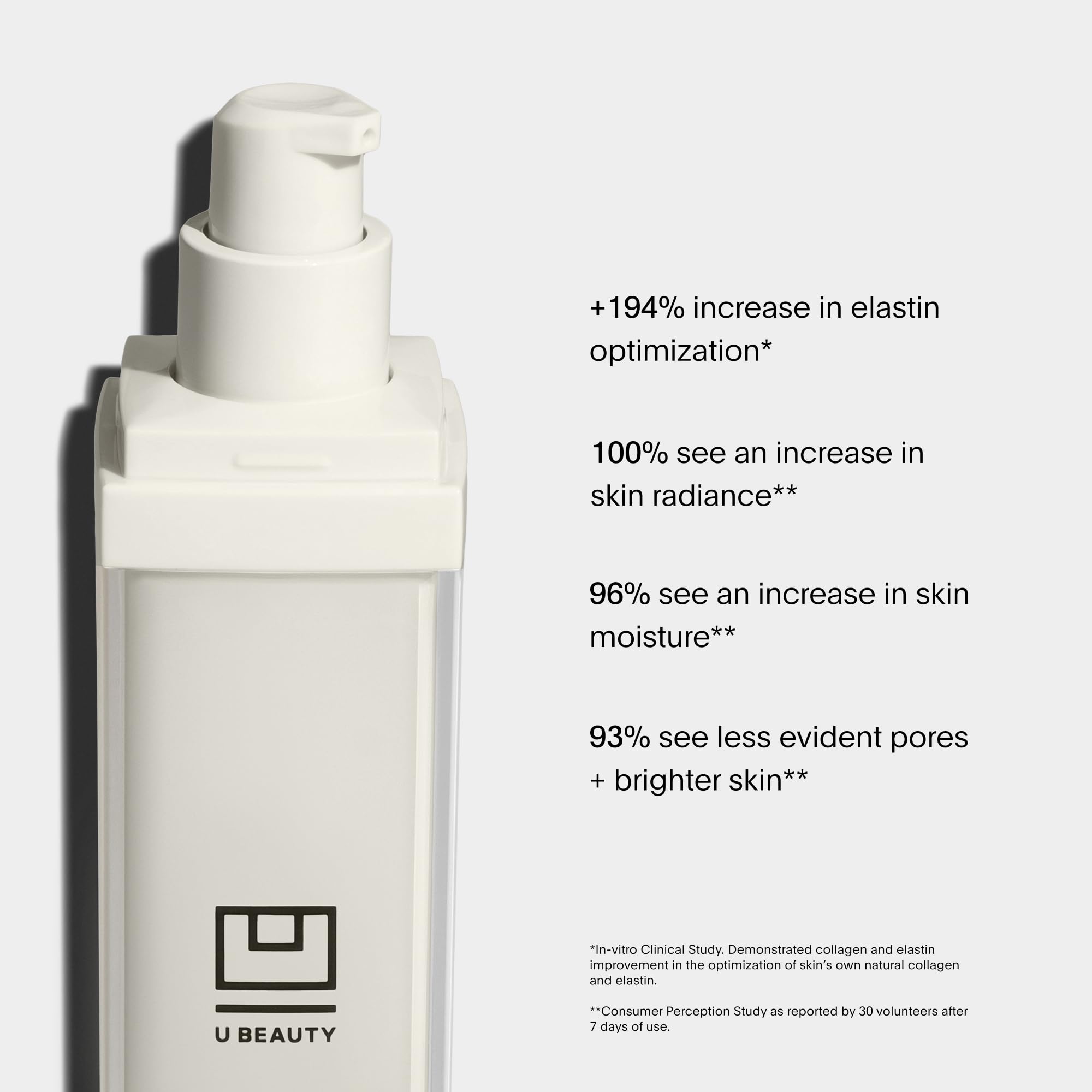 U Beauty Resurfacing Compound Serum pump dispenses a precise amount for easy application.