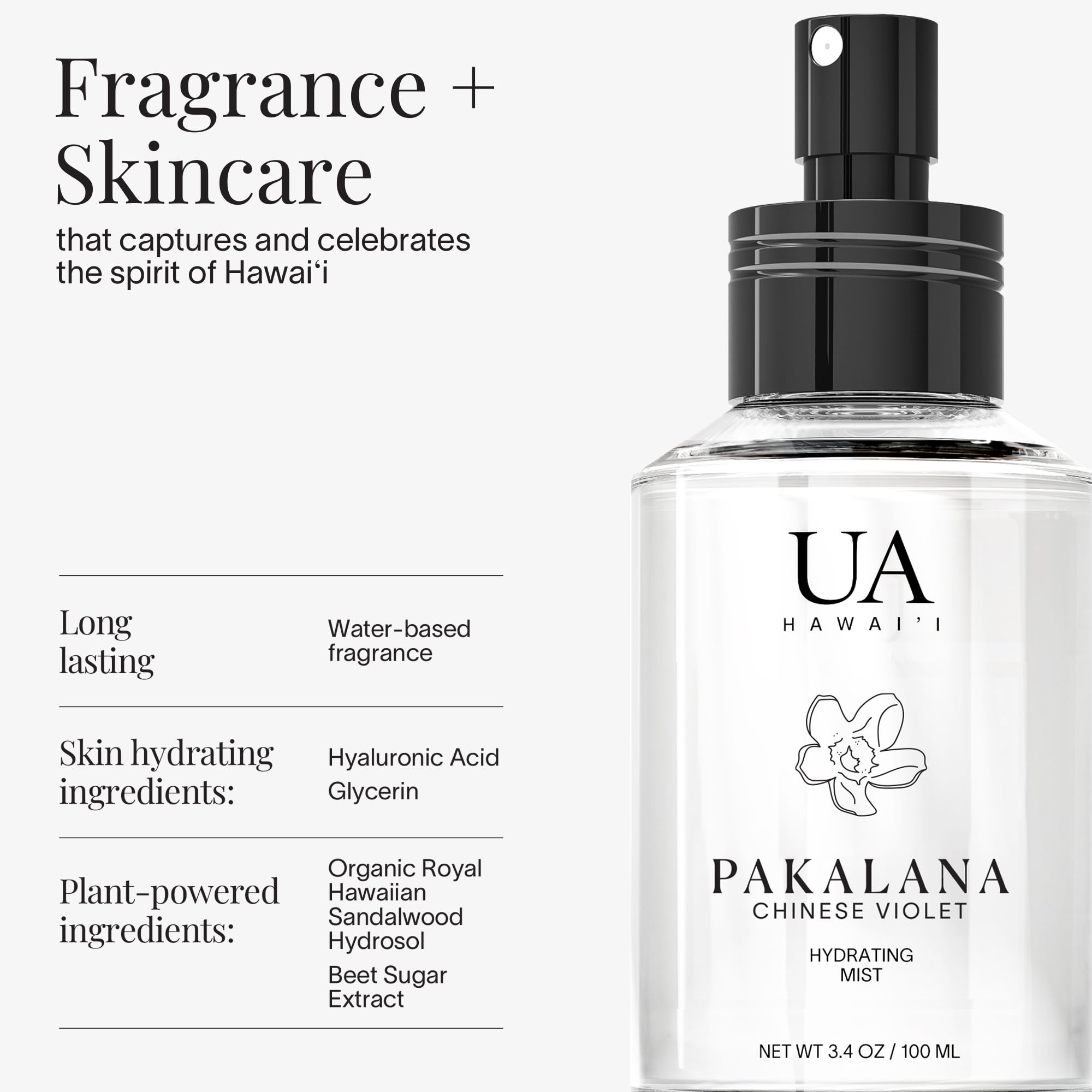 Ua Body Pakalana Chinese Violet Mist being applied to refresh hair