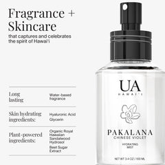 Ua Body Pakalana Chinese Violet Mist being applied to refresh hair