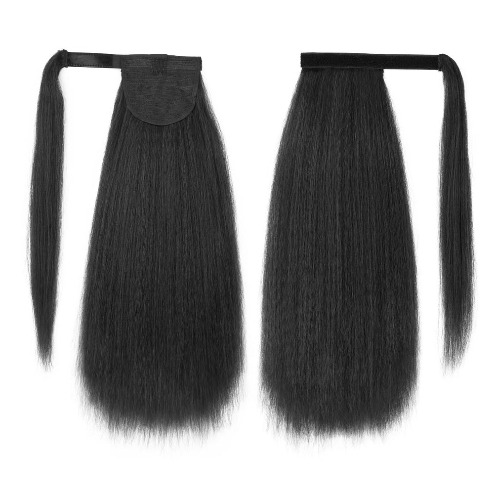 UAmy Hair 20-inch kinky straight ponytail worn high for dramatic volume.