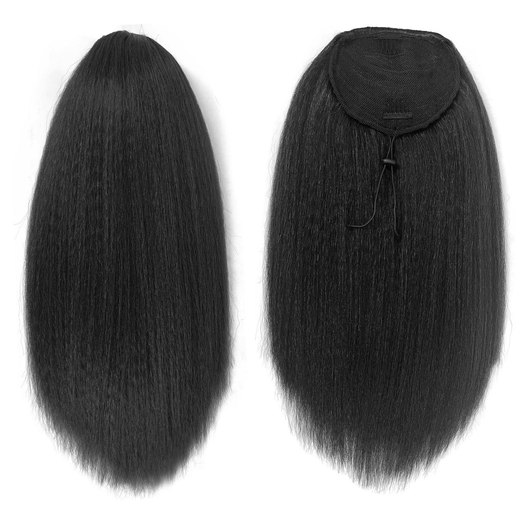 UAmy hair drawstring ponytail attachment with clips demonstrates simple secure wear