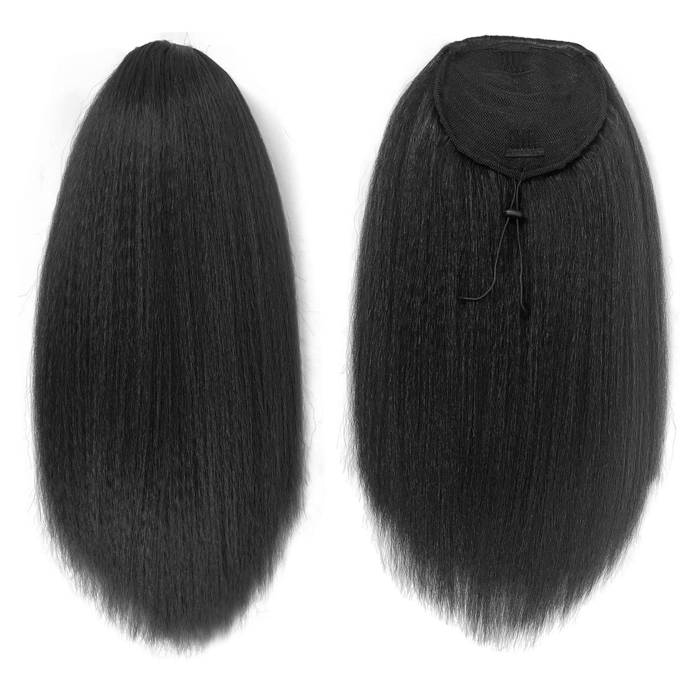 UAmy hair drawstring ponytail attachment with clips demonstrates simple secure wear