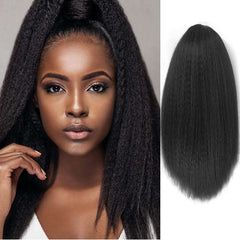 UAmy hair long Yaki straight drawstring ponytail for quick natural volume
