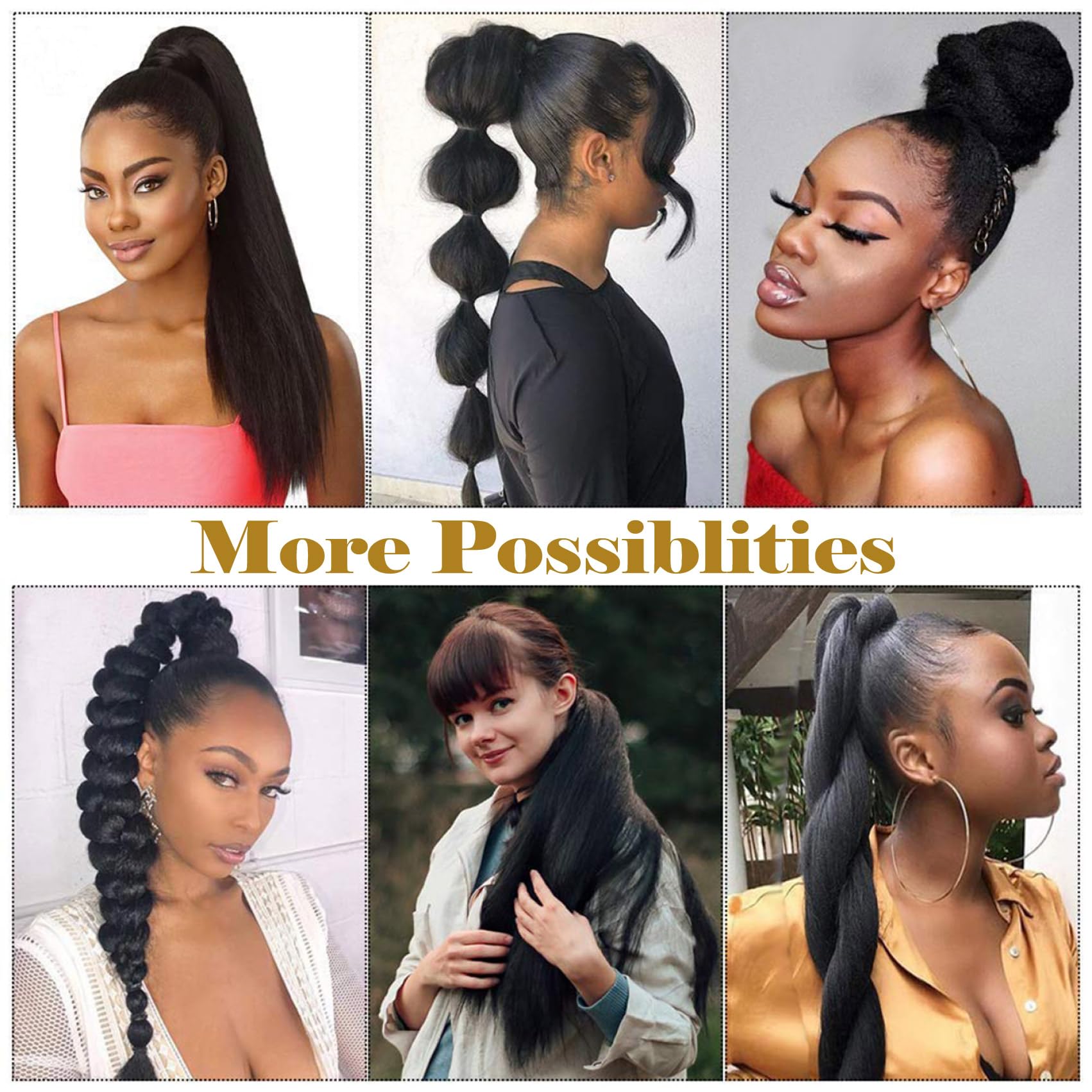 UAmy Hair Grey Yaki Straight Drawstring Ponytail suited for daily use and events.