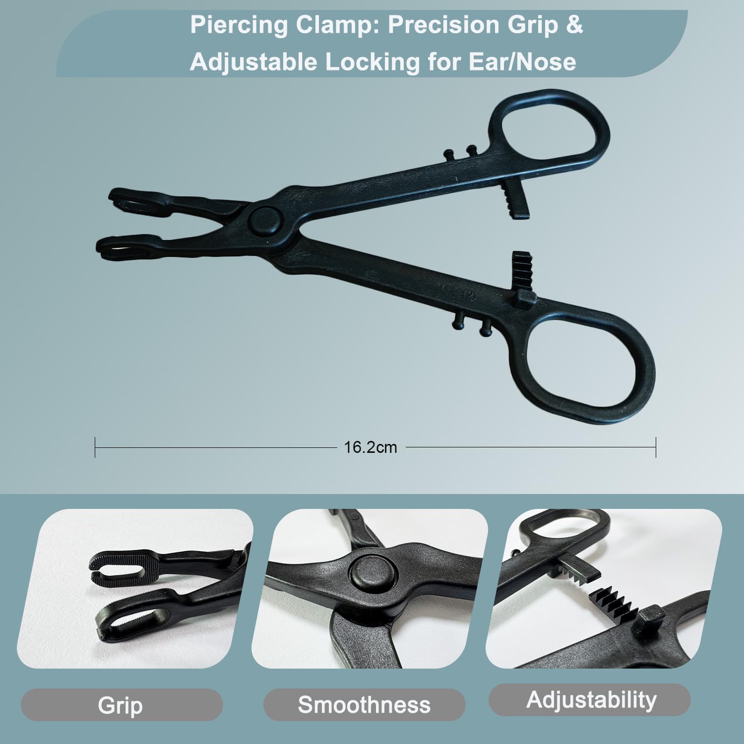 UAN clamp with semi-closed ring provides guiding aid for accurate placement.