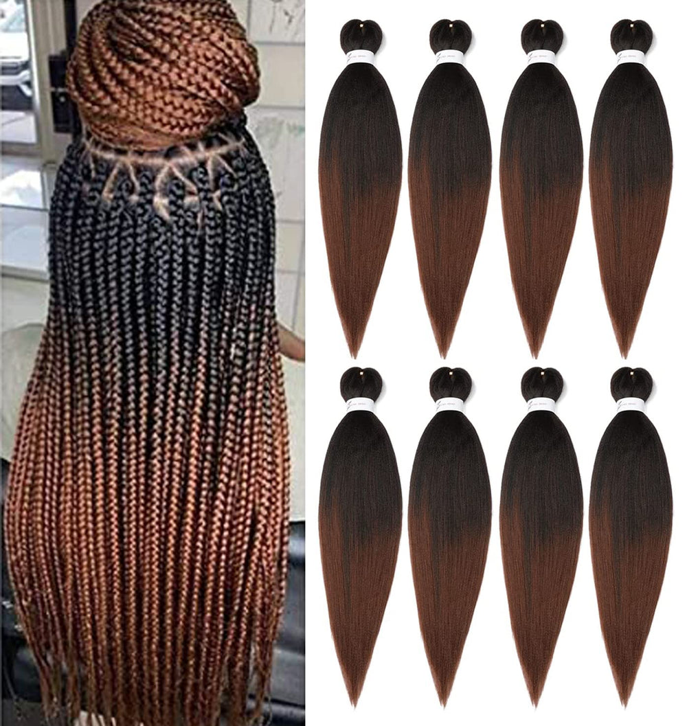 Ubeleco braiding hair pre-stretched in ombre 24-inch, easy to braid.