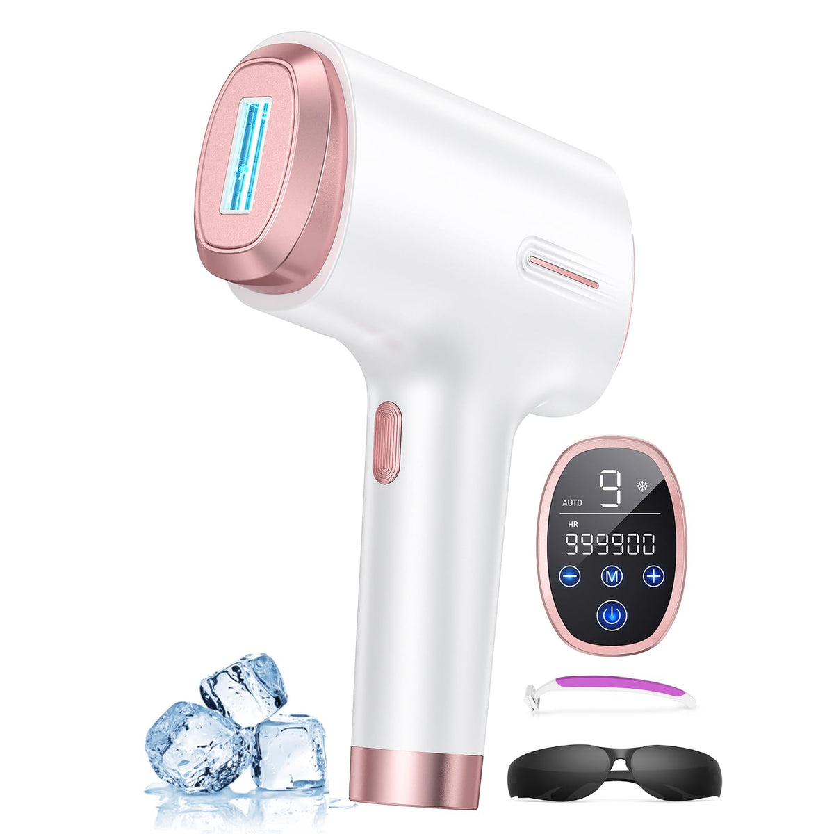 Ubroo IPL device front view for at-home hair removal convenience.