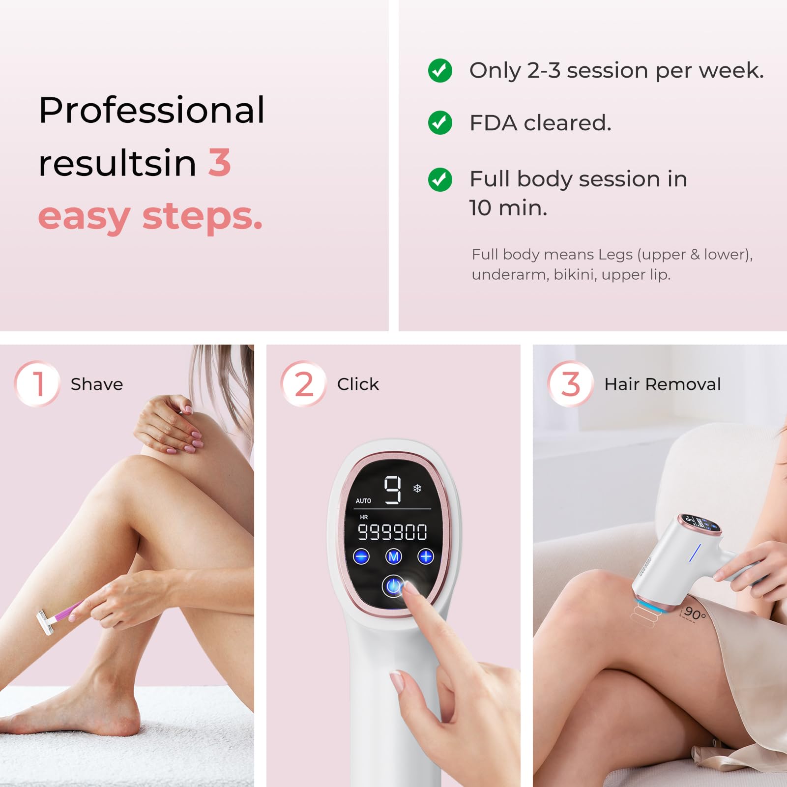 Ubroo IPL smart touchscreen display for easy control.