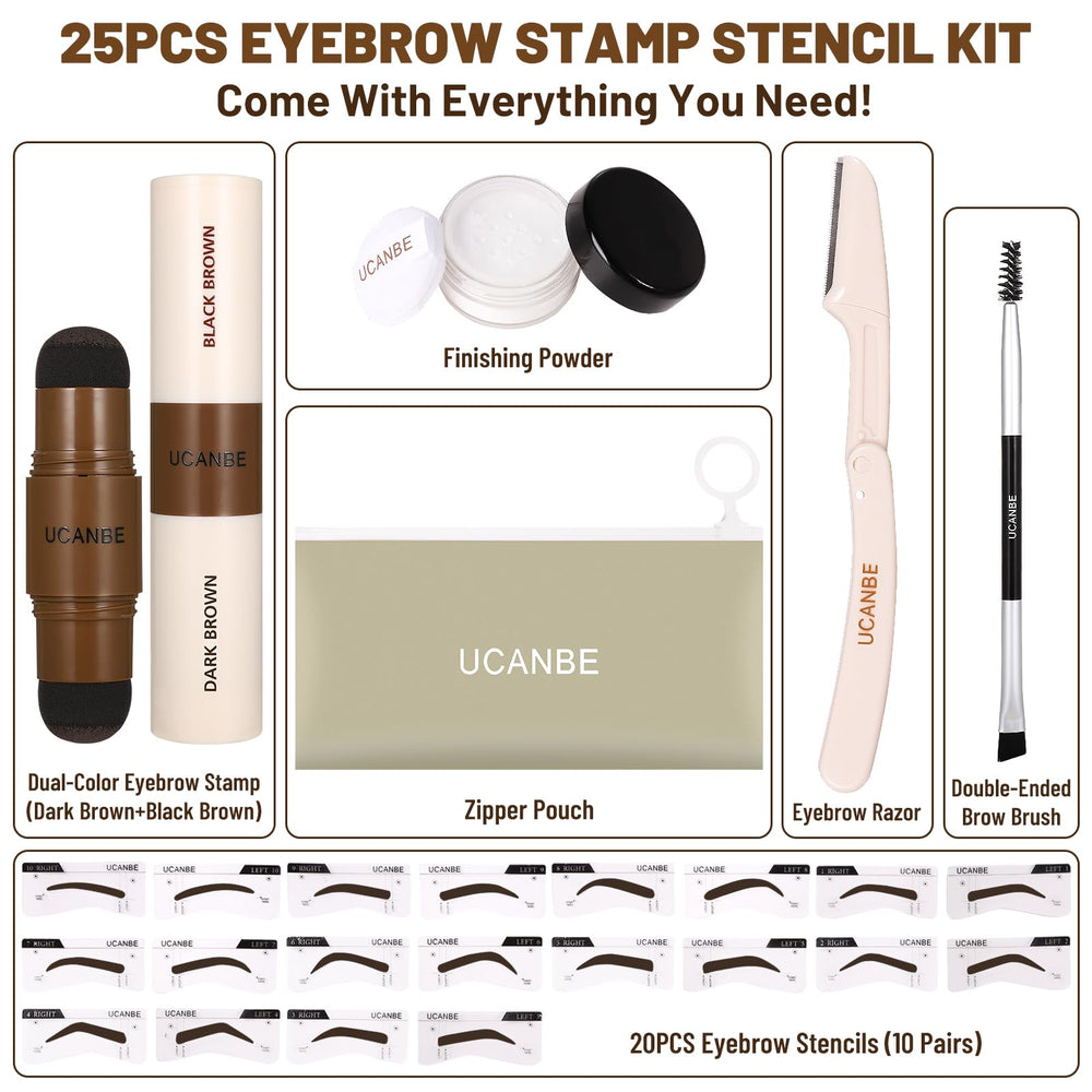 UCANBE 20 reusable eyebrow stencils provide versatile shapes for precise brow styling
