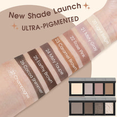 UCANBE Caramel Brown swatch ensemble demonstrating rich pigmentation and blendability