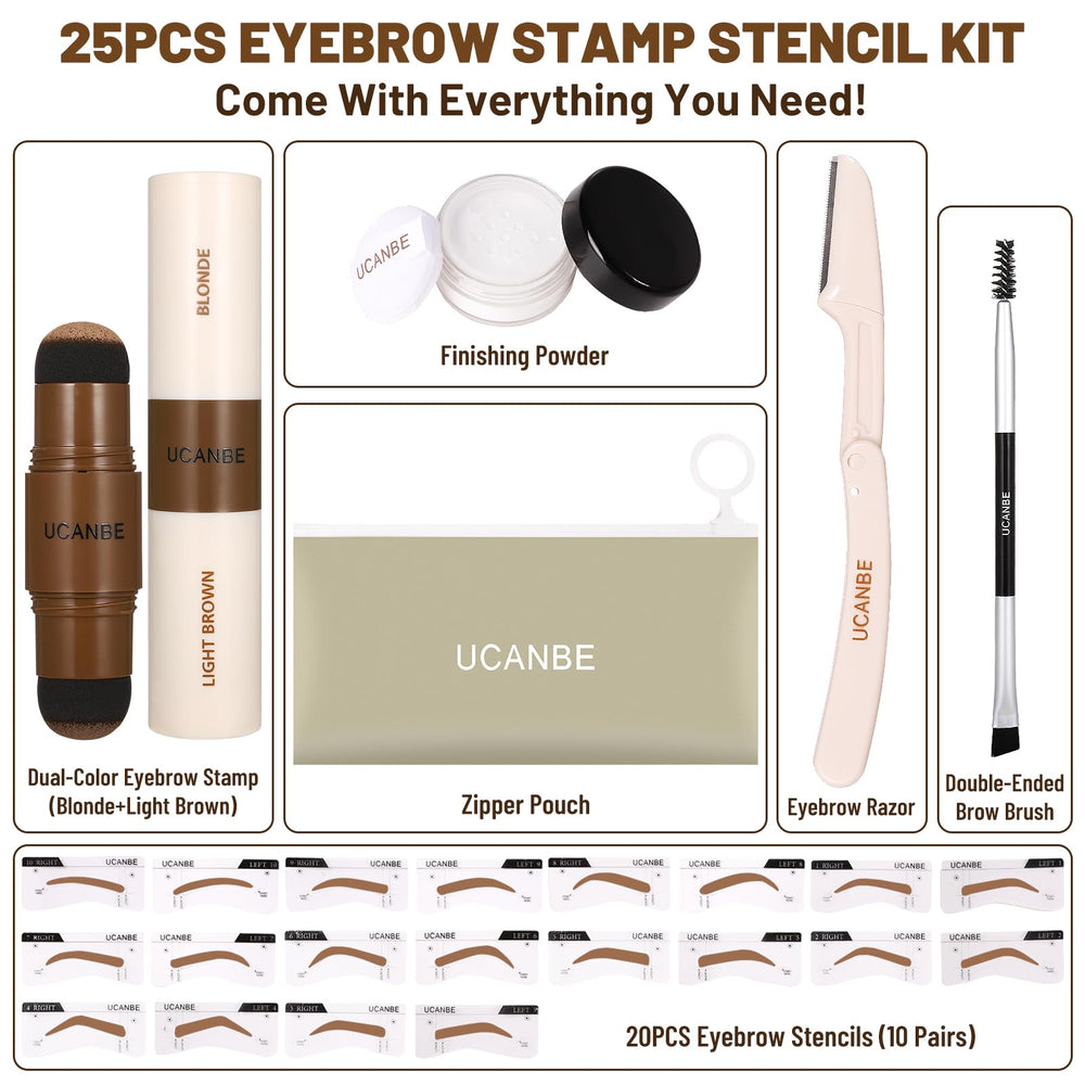 UCANBE 20 reusable eyebrow stencils fit thin or thick brows
