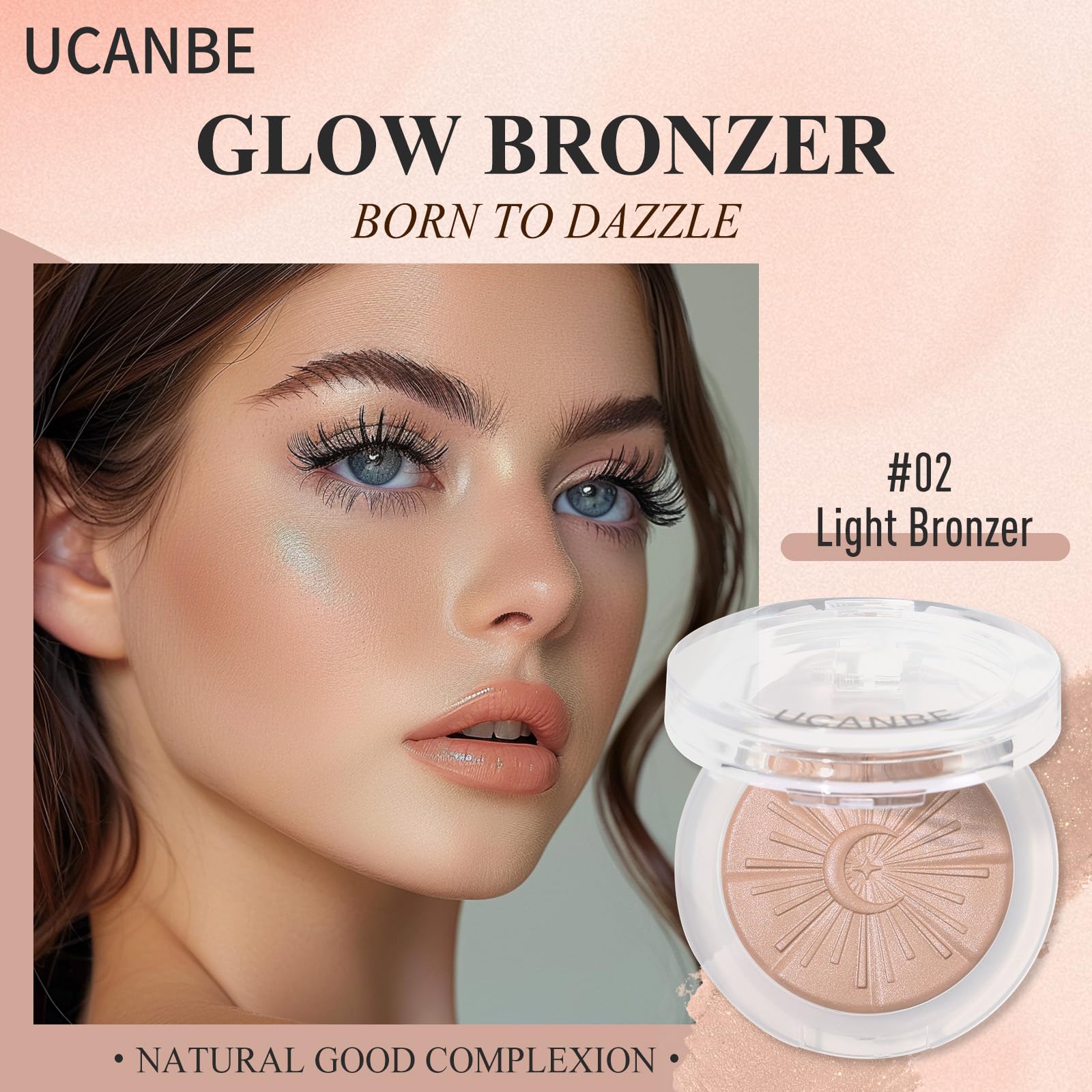 UCANBE Glow Bronzer baked texture close-up for smooth blending.