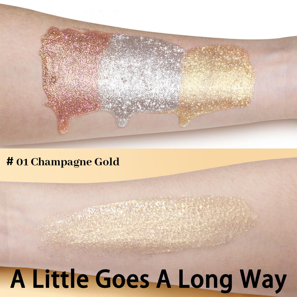 UCANBE Hydrating Body Shimmer on collarbones enhances contours with a reflective glow.