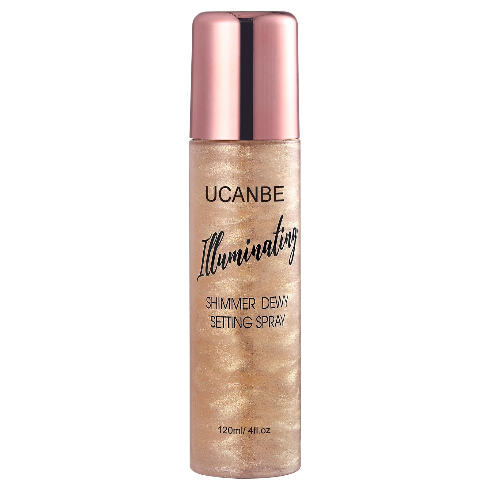 UCANBE Shimmer Dewy Setting Spray bottle ready to add radiant glow after makeup
