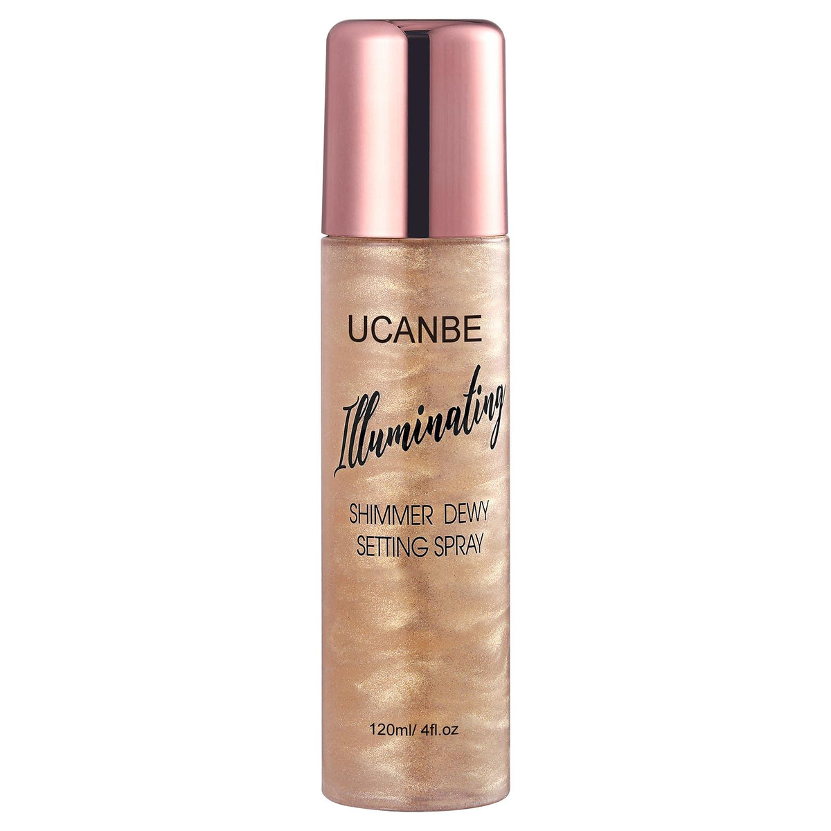 UCANBE Shimmer Dewy Setting Spray bottle ready to add radiant glow after makeup