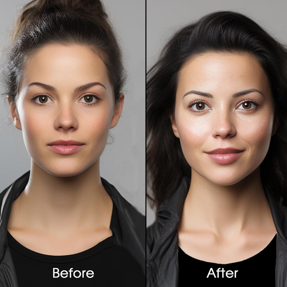 UCANBE Shimmer Dewy Setting Spray on face for glow and set after makeup application.