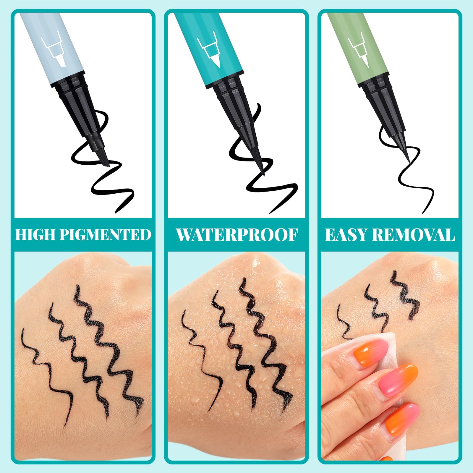 UCANBE slim-tapered angled-tip eyeliner for versatile line thickness and defined strokes.