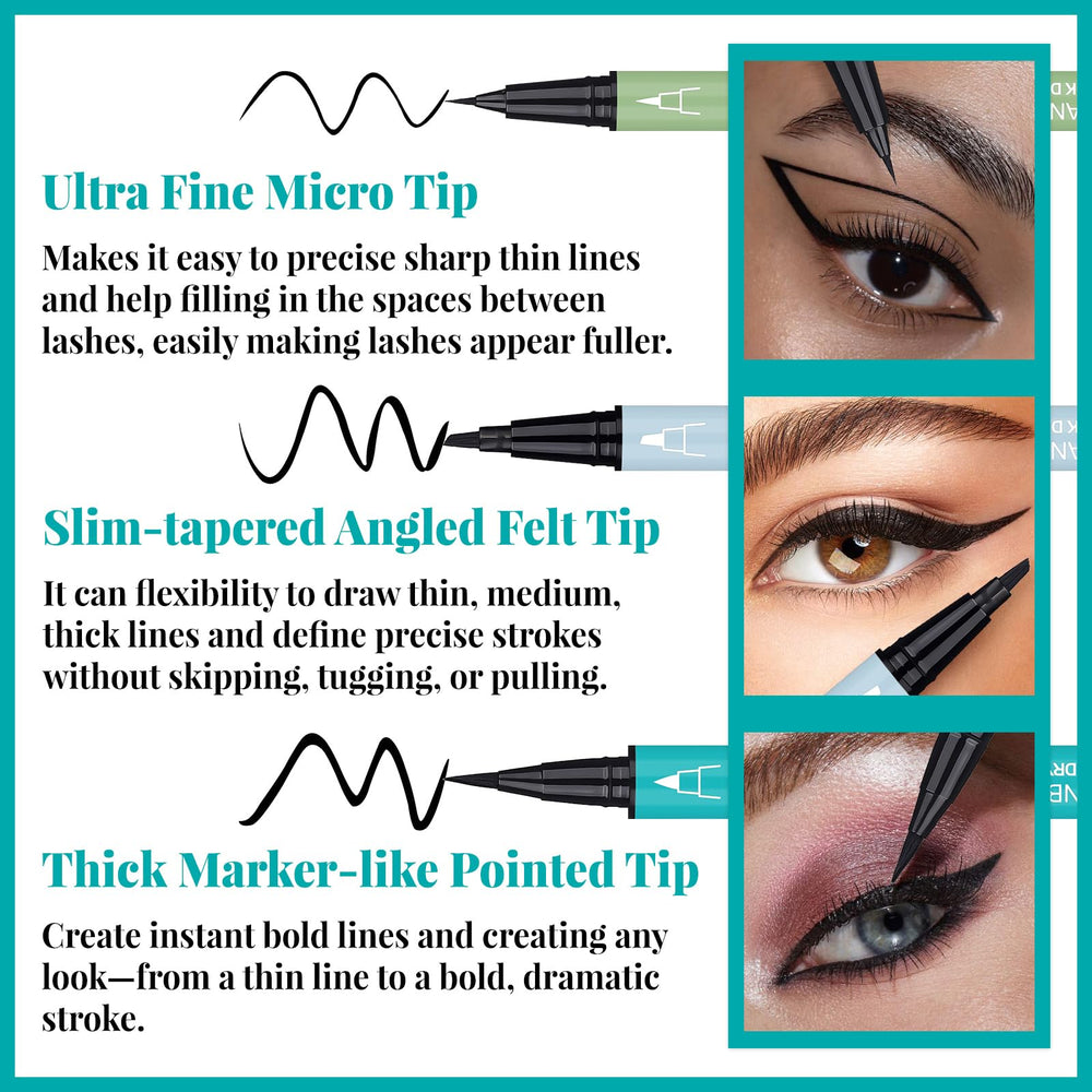 UCANBE ultra-fine micro-tip eyeliner for sharp, thin lines and lash-space filling.