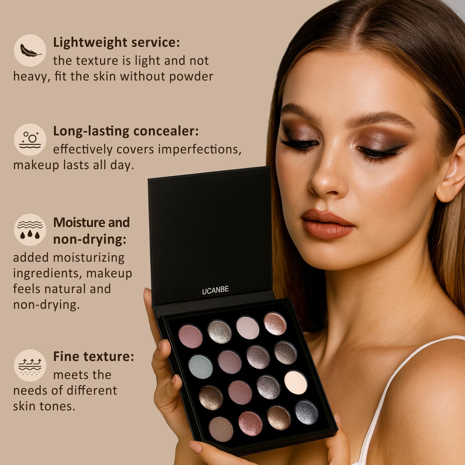 UCANBEMAKEUP baked texture delivers rich color with minimal fallout.