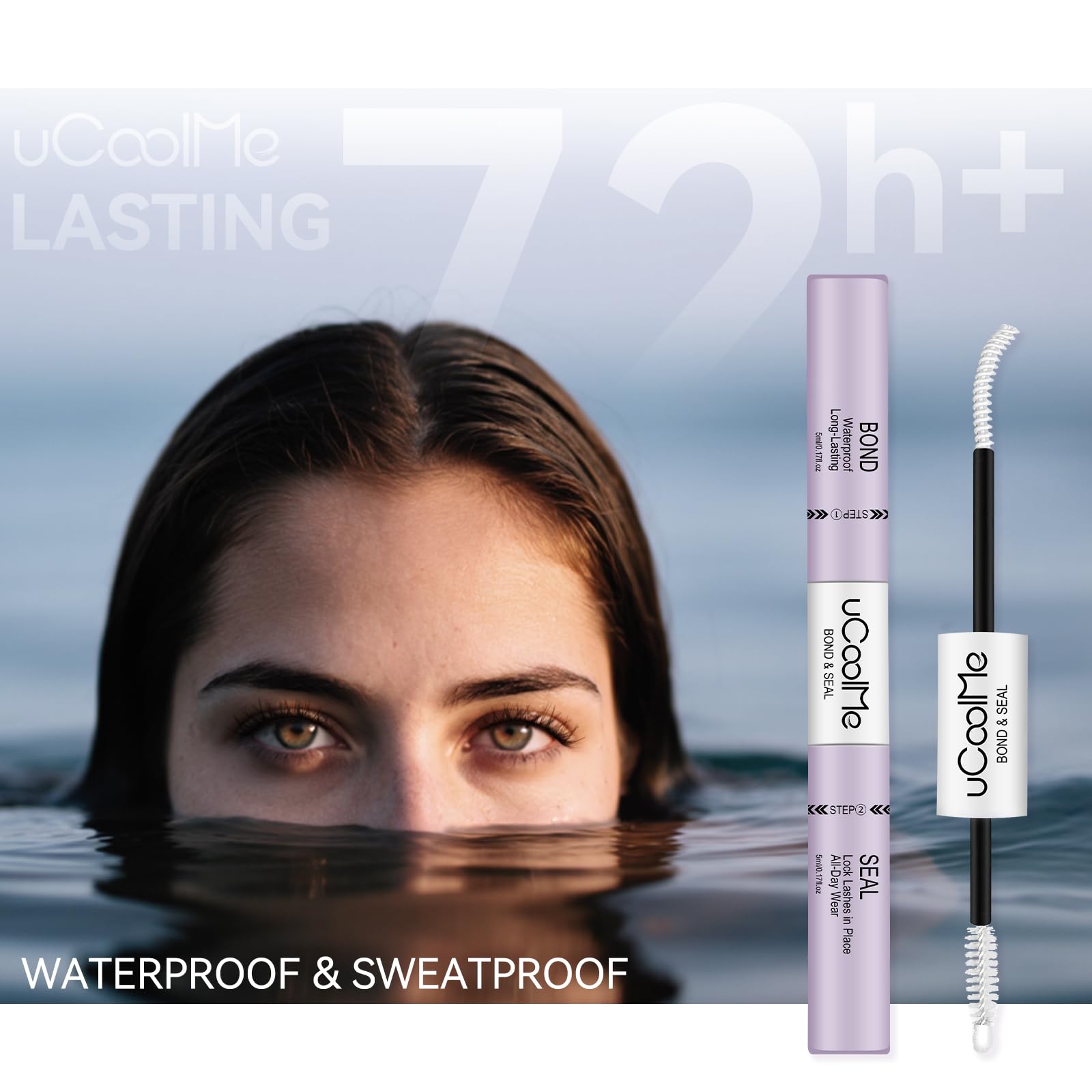 UCOOLME clump-free seal yields a smooth, lasting lash appearance
