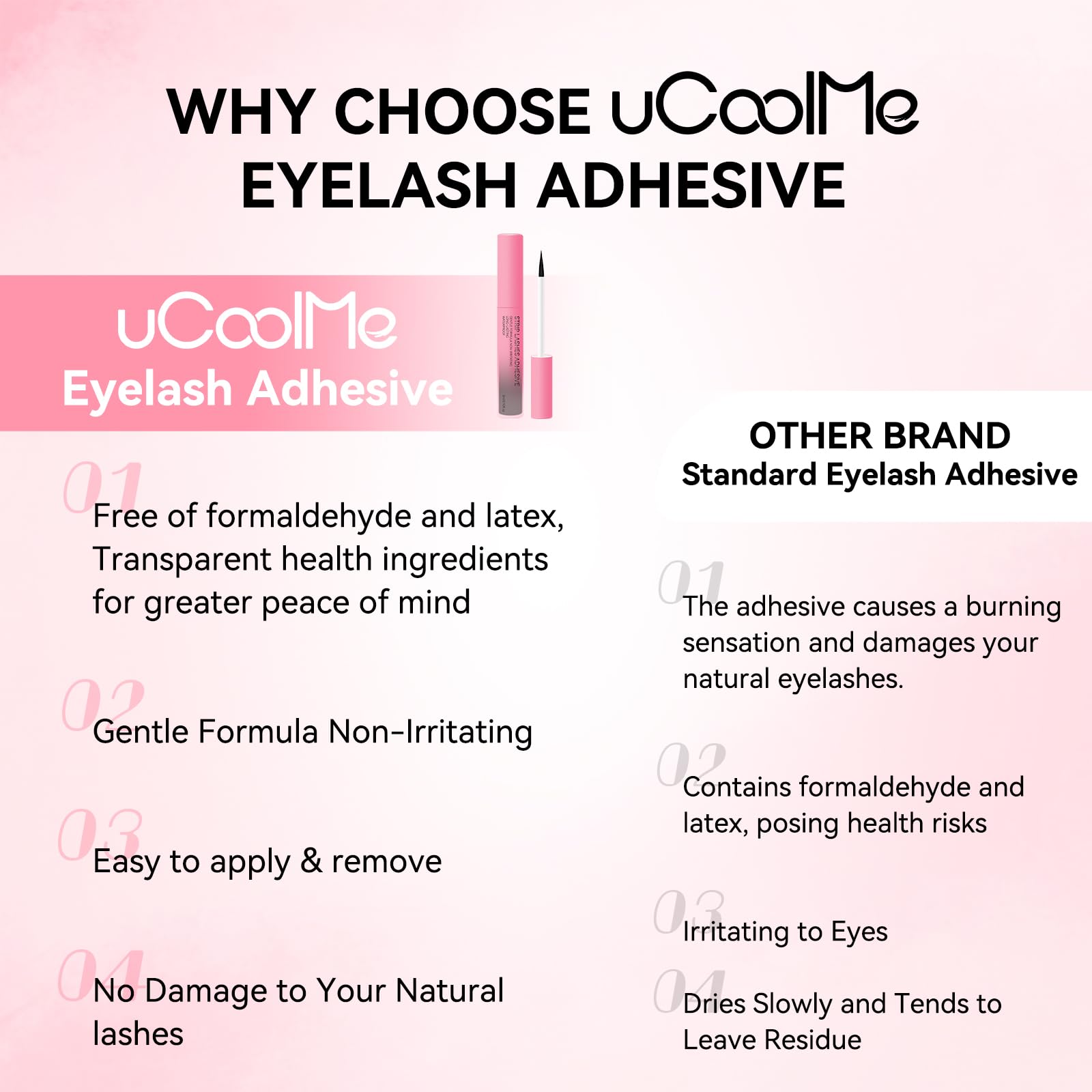 UCOOLME latex-free formula designed for sensitive eyes and gentle wear.