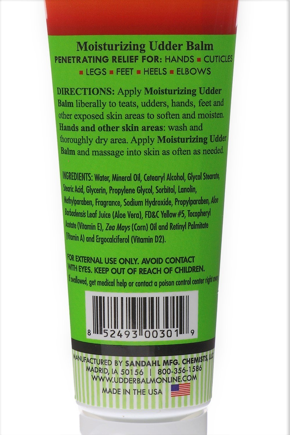 Udder Balm on hand demonstrates soothing hydration for dry skin.