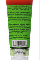 Udder Balm on hand demonstrates soothing hydration for dry skin.
