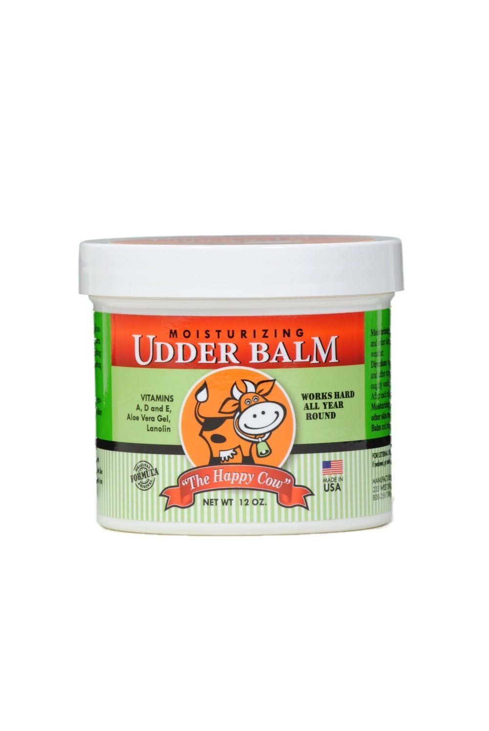 Udder Balm by The Happy Cow in a 12oz jar for deep hydration of dry skin.