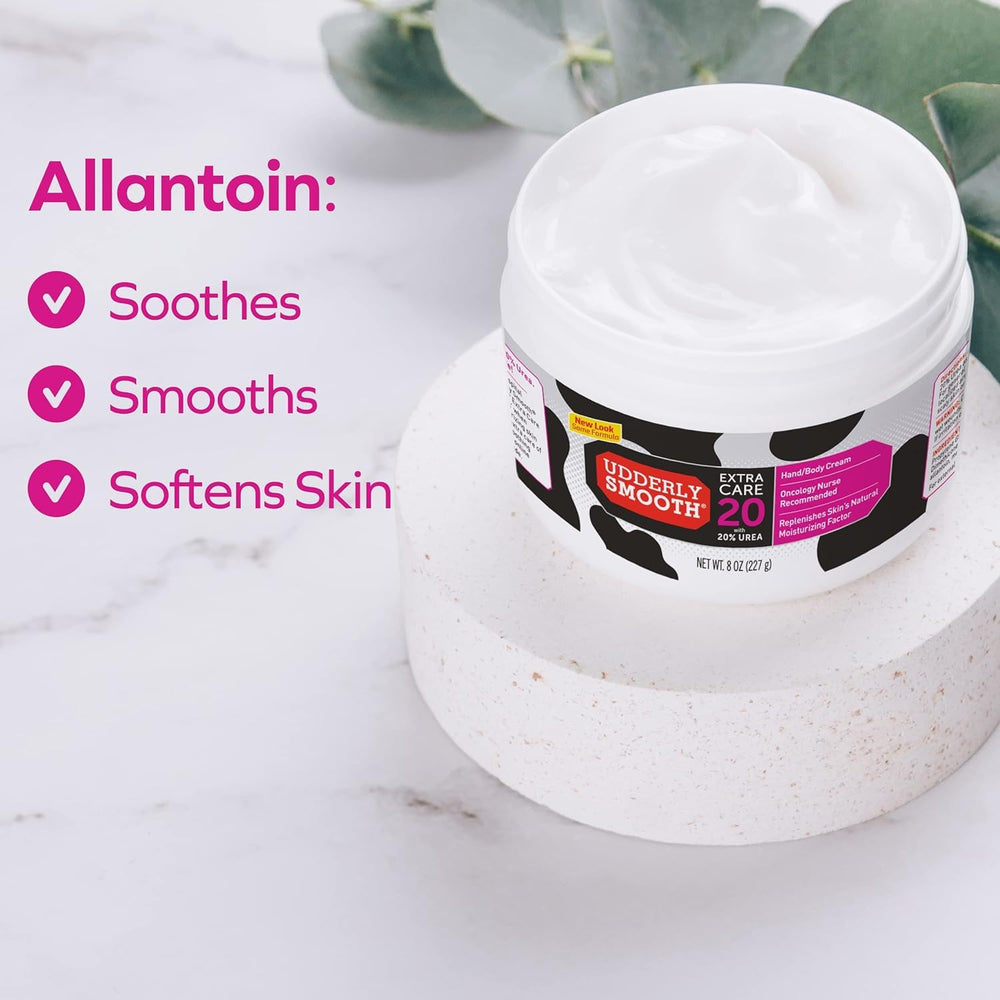 Udderly Smooth cream texture swirl shows creamy, non-greasy finish.