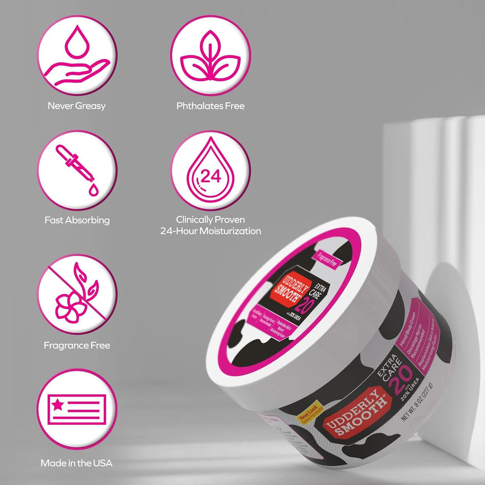Udderly Smooth dermatologist-recommended seal assures daily-use confidence.
