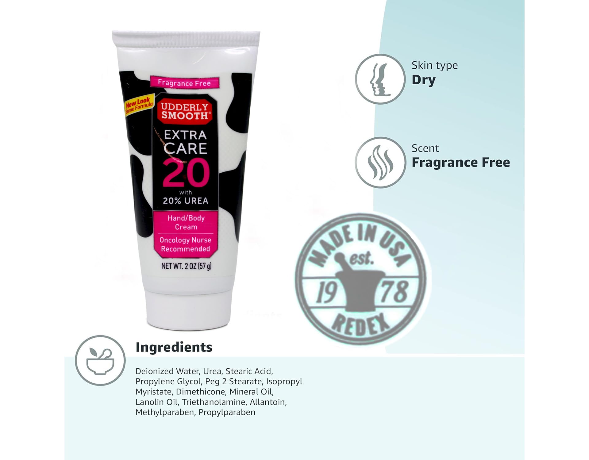 Ingredient list featuring urea alongside supportive moisturizers